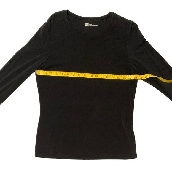 Women's GAP Stretch Size L Plain Black Pullover T-shirt Classic Basic Academia - Picture 3 of 5